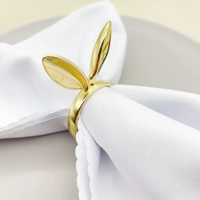 Cross-border Golden Rabbit-Ear Zinc Alloy Napkin Rings Modern Minimalist Design Simple Creative Cloth Easter Holiday Parties