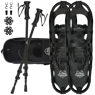 BSCI Factory OEM Wholesale Custom CE Light Weight Aluminum Alloy Terrain Snow Shoes Hiking Snowshoes with Ski Poles Snowshoeing
