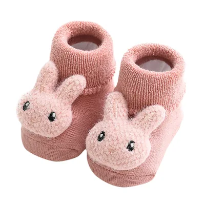 2024 New Arrival High Quality Winter Baby Boy Girl Cotton Thicken 3d Cartoon Doll Soft and Lovely Pink Floor Socks