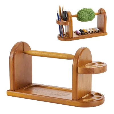Portable Wooden Yarn Holder Rack Stand With Slots Knitting Crochet Cable Management Accessory Gift for Knitting Lovers