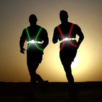 Lightweight Winter Night Run Lights With Adjustable Band USB Rechargeable LED Reflective Vest Belt for Night Running Jogging