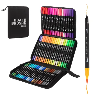 60 Color Blending Permanent Dual Brush Art Marker Pen for Kids Adult Lettering Painting Color Marker Pen Set