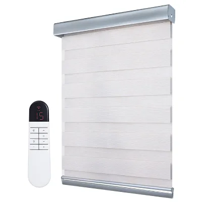 Manufacturer Motorized Zebra Blinds Thickened Imitation Linen Fabric Blackout Electric Zebra Blinds