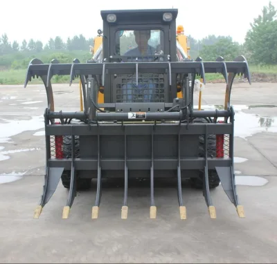 New Type for Skid Steer Loader Attachment Root Rake Grapple Grass Grapple for Grabbing Waste Materials and Straw