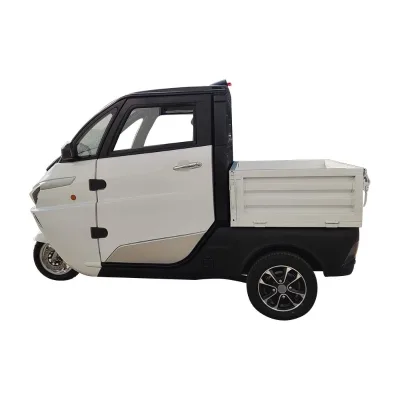 Dual Motor 3-Wheel Electric Cargo Tricycle Lithium Battery Powered Pickup Truck with Left Steering and Rear Camera