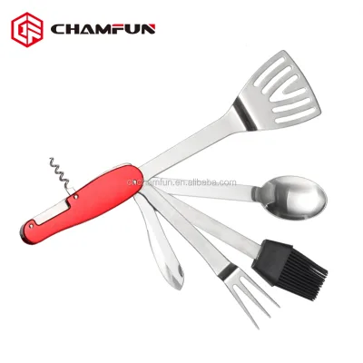 Hot Sale 6 in 1 Mini BBQ Tool Easy Carry Camping Tool