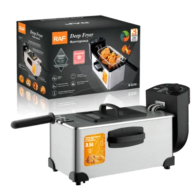 RAF Electric Stainless Steel Deep Fryer for Outdoor Use 3L Capacity Four Ring Heating Sectional Temperature Control System