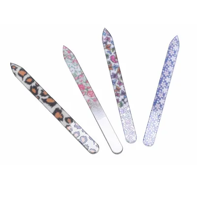 Custom logo Printed Polish Nail File Flower Pattern Nail File 80/100/150/180/240 Double Sided Washable Professional Nail Filer