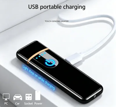 Modern Design Windproof Zinc Alloy Electric Lighter with Rechargeable Lithium Battery Portable & Durable for Outdoor Use