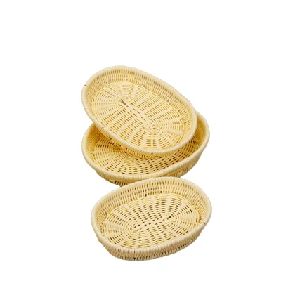 Hot Sale Handmade Oval PP Rattan Fruit Basket Durable Serving Tray for Catering Hotel Household Food Storage