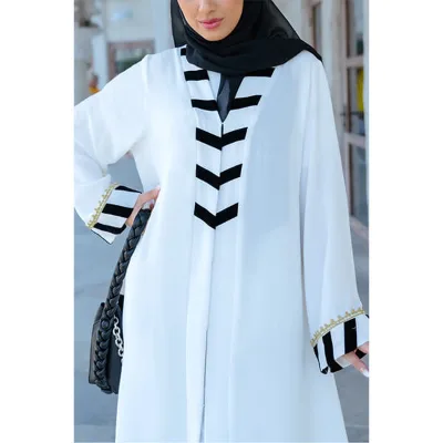 2023 White Abaya Women Muslim Dress Plain Long Sleeve Maxi Dresses Lady New Model Abaya in Dubai Casual Plus Size Dress