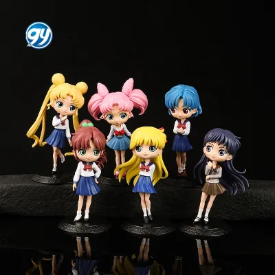 6Pcs Sailor Moon Figure Anime Cartoon Usagi Chibiusa Sailor Venus Doll Toy Statue
