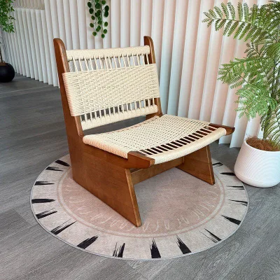 Style Wabi-Sabi Solid Wood Sofa Chair Rattan Hemp Rope Woven Eco-Friendly Multi-Function Living Room Bedroom Apartment Chair