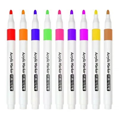 Art Supplies Water Based Brush Tip White Acrylic Pen Acrylic Paint Markers 12 24 36 Colors for Rock Painting Paper Ceramic Glass