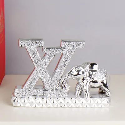 Modern Ceramic Silver Home Decor Table Vase Porcelain Animal Elephant Sculpture