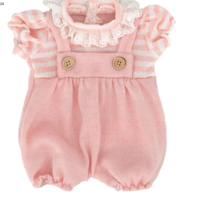 Cute Baby Doll Clothes Pink Striped Wool Suspenders Cartoon Doll Clothing
