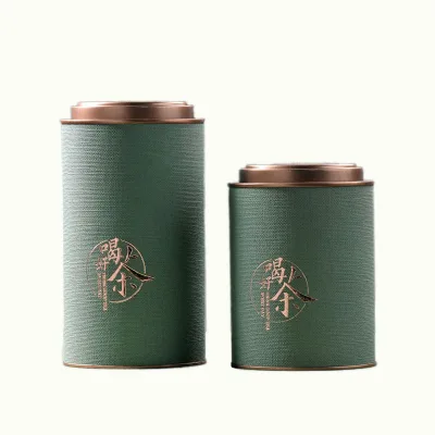 125g Green Stock Special Paper-made Tea Canisters with Iron Lids