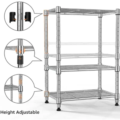 800lbs Load Capacity 3-Tier Office Industrial Storage Racking Chrome Steel Wire Metal Shelving Corrosion Protection Loading