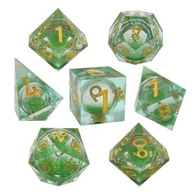 Wholesale polyhedral custom fuzzy crystal dice dungeon and dragon role-playing game dice set D6 D12 D20 dnd resin dice set