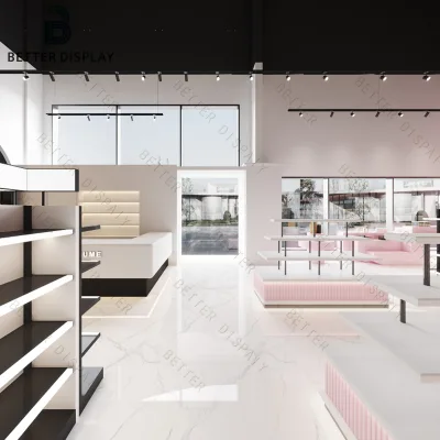 Freestanding Luxury Perfume Island Counter Wooden Fragrance Retail Display Cabinet with Logo