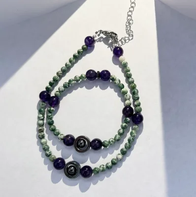 Natural Crystal Stone Pet Collar Owner Bracelet Energy Guardian Talisman for Dogs Cats Reiki Gem for Healing Lucky Ornaments
