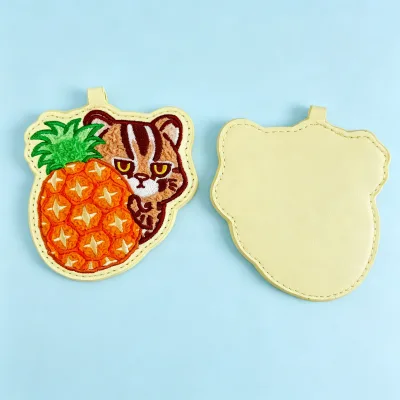 Custom Logo Chenille Embroidery Leather Keychain Patches Durable Promotional Gift Carabiner for Clothing and Backpacks