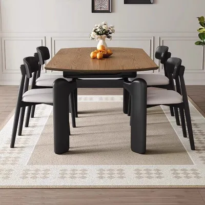 Vintage-style Medieval Extendable Foldable Solid Wood Square Dual-Use 8-Seater Dining Room Furniture for Small Homes