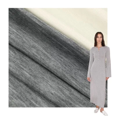 2025 New Merino Rib 18.5mm 170g Wool Knit Fabric UV Protective Machine Washable Eco Friendly for Skirts Activewear
