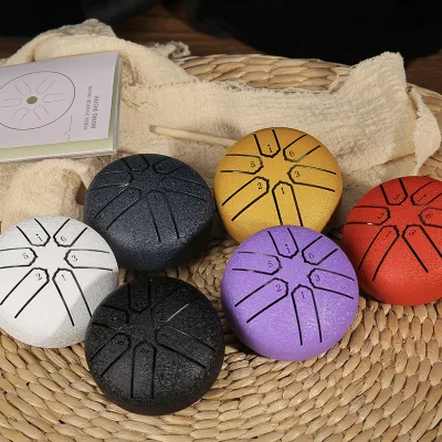 Mini 3 Inch 6 Tone Beginner Steel Tongue Drum Worry Free Drum Kids Starter Percussion Instrument for Beginner Practice Learning