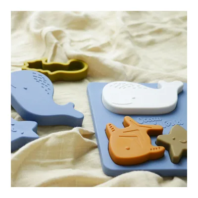 BPA Free Puzzles Chevilles Silicone Ocean Animals Rompecabezas Pegados Pegged Puzzles