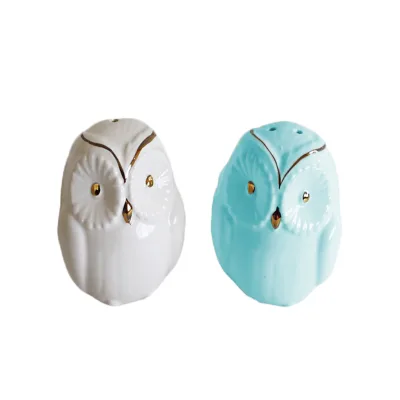 Vintage White Ceramic Bottle Shaped Salt and Pepper Shakers Birds