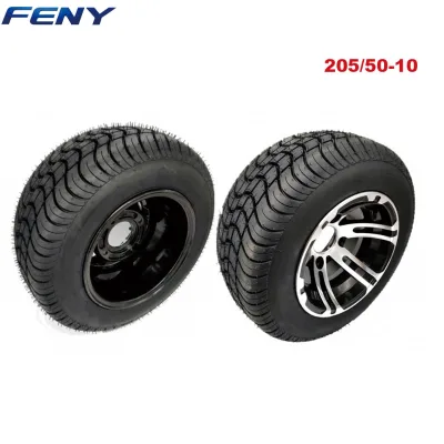 205/50-10 Golf Cart Tire with Aluminum Rim 10 Inch Low-Profile Tubeless Wheel for Utility/Patrol Vehicle DOT Approved