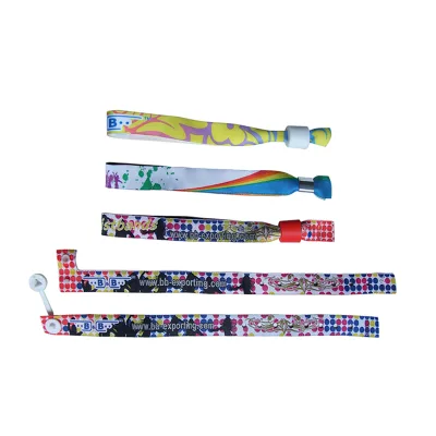 Baobi Wanxiang Usine Personnalisee Fabric Bracelet En Tissu Tresse Concert Cloth Woven Ribbon Fabric Bracelet