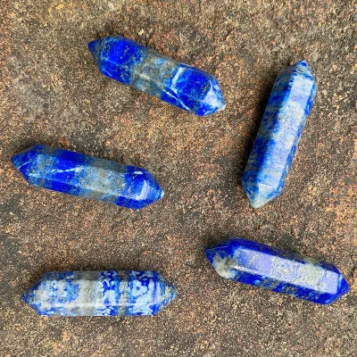 GEM Wholesale Star Quality Natural Lapis Lazuli Double Point Terminated Pencil 30-35mm for Decoration and Making Jewellery
