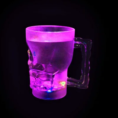 China Halloween PS 350ml 500ml LED Light Skull Mugs Cup for Party Decoration