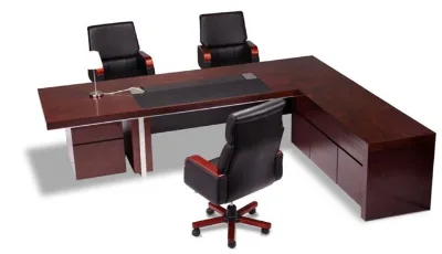 Trendy Modern Dark Wood Executive Office Table Durable Easy Assembly President Workstation Spacious Negotiation for Commercial