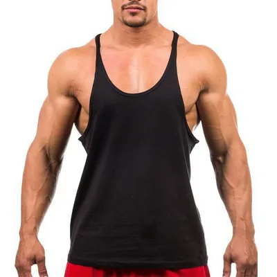 Oem Custom Logo High Quality Fashion White Black Cotton Men's Workout Stringer Bodybuilding Singlet Fitness Gym Tank Top for Men