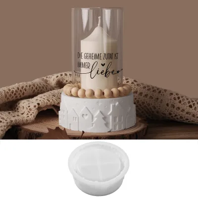 DIY candle cup house round tree candle holder candle stand mirror surface silicone mold
