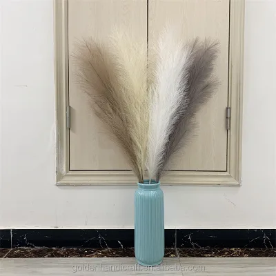 QSLH Ti185 Long Reed Branch Artificial Pampas Grass for Wedding Decoration Faux Flowers From Hotel Shop