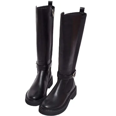 Classic Black Structured Knee High Boots