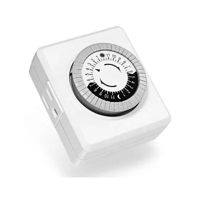 24-Hour 15 Amp Heavy Duty Indoor Plug-in Mechanical Timer 3 Pin Grounded Polarized Outlets 110V Max. Seasonal Use CETL CUL
