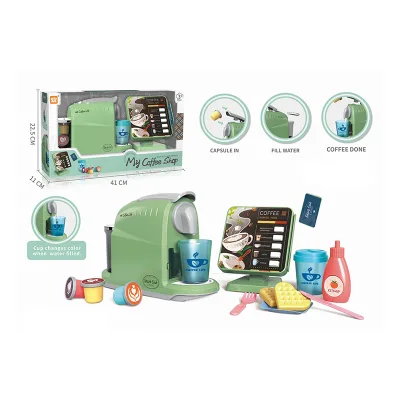 Water Belt Pump Water Cup Change Color Coffee Machine & Voice Swipe Order Machine Pretend Play Baby Kitchen Set Toy