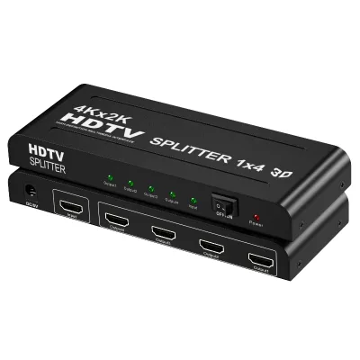 One-to-Four HDTV Video Splitter, Signal Amplification, 25m Transmission, Multi-Device Synchronous Display