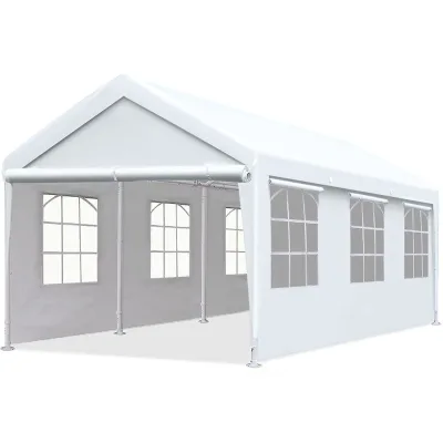 10x20FT 3x9M Heavy Duty Oxford PVC Waterproof UV Resistant Tent for Outdoor Party Event Trade Show Carpot White with Side Walls