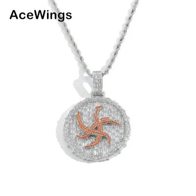 CN458 Iced Out Geometric Cubic Zircon Silver Plated Brass Pendant Rope Chain Necklace,Hip Hop Jewelry Men Women Party Gift