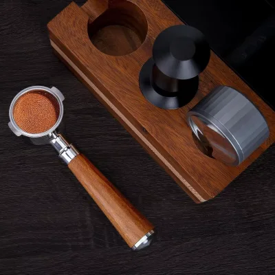 51/54/58mm 3-Ear Wooden Handle Espresso Coffee Filter Holder Metal Eco-Friendly