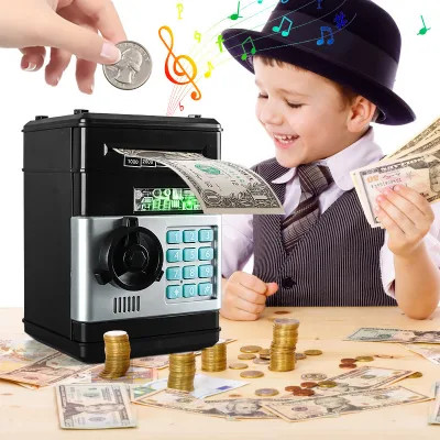 Classic Piggy Bank for Boys Girls Fingerprint-Activated Password Box Electric Sound Light Pink Princess Deposit