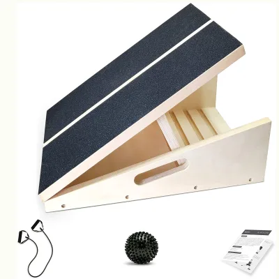 Adjustable Wooden Slant Board Calf Ankle Stretcher Non Slip Balance Wobble Exercise Platform for Gym Home Rehab