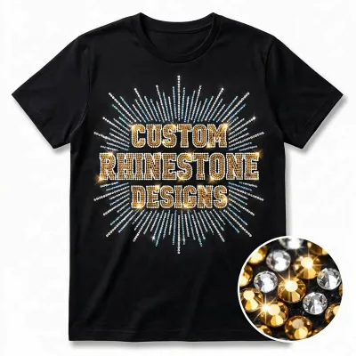 High Quality 12 Facets Eco-Friendly Crystal Rhinestones Flatback Hot-Fix Transfers for T-Shirts Bags & Shoes-Custom Motif