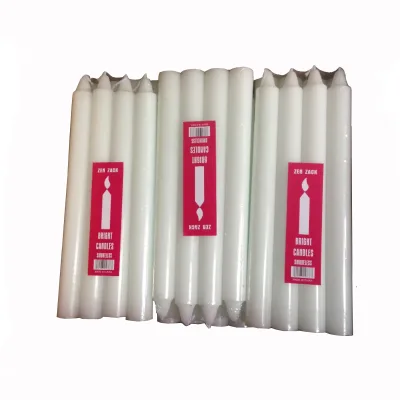 52g 55g White Fluted Candle 6pcs Plastic Bag Pack Mozambique Africa Wax Candles Wholesale
